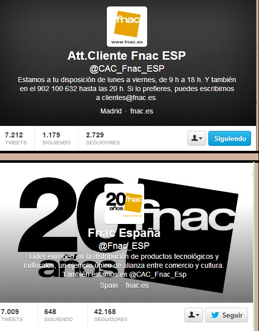 Canales Twitter Fnac